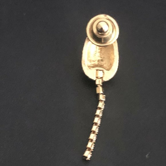 Vintage 70s Avon Midas Mouse Rhinestone Eyes Tail Gold Pin - Picture 5 of 9